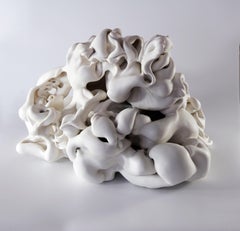 Untitled 4 by Sharon Brill - Abstract porcelain sculpture, organic forms, white
