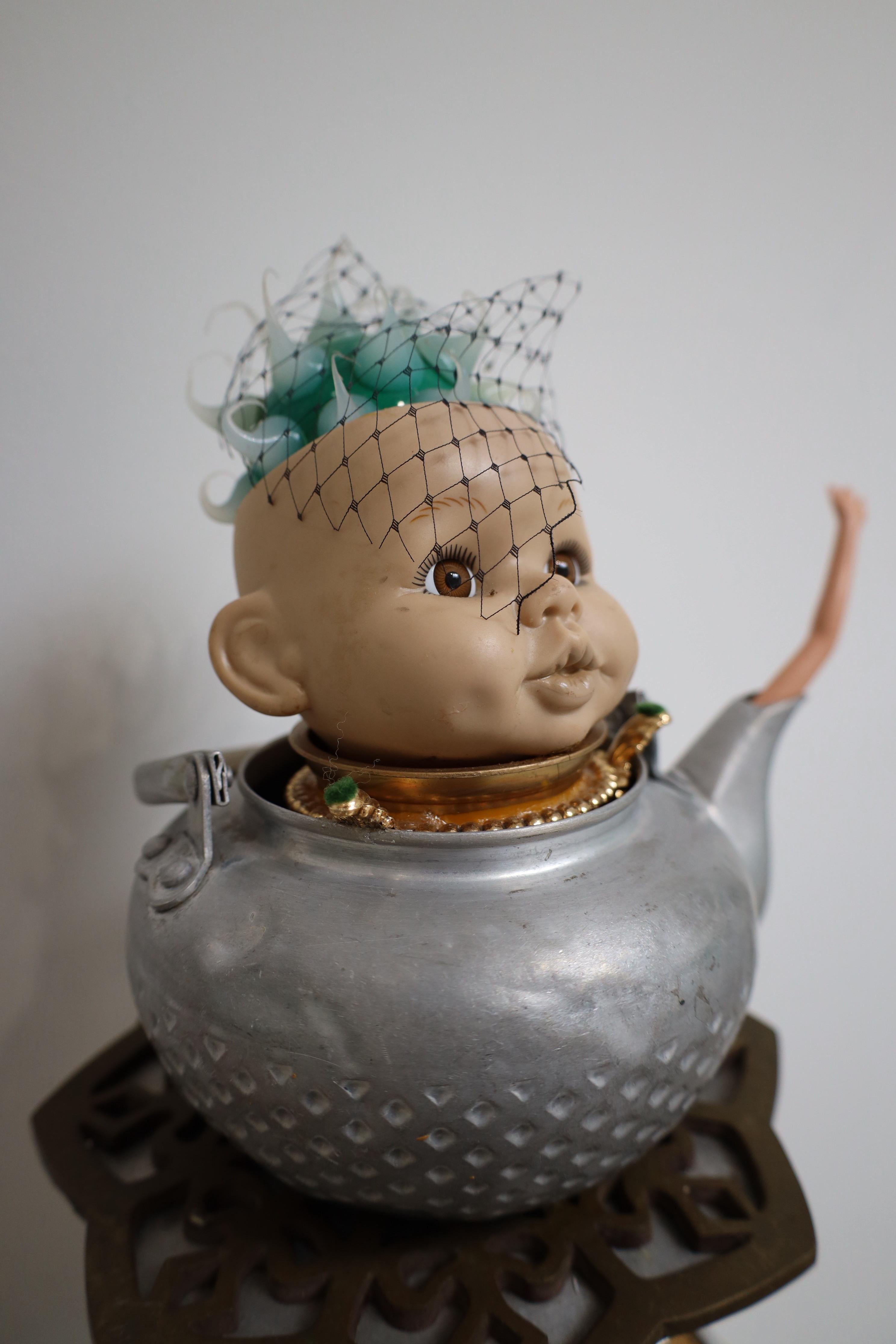 Too Much Tea - Sculpture by Sharon Brooks 