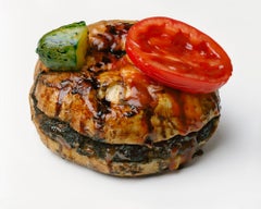 Hamburger with Pickle and Tomato Attached