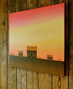 Farmhouse Under a Sunset Sky, Original Painting