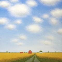 Peinture originale « Road Past the Old Farm » (La route passe de la vieille ferme),