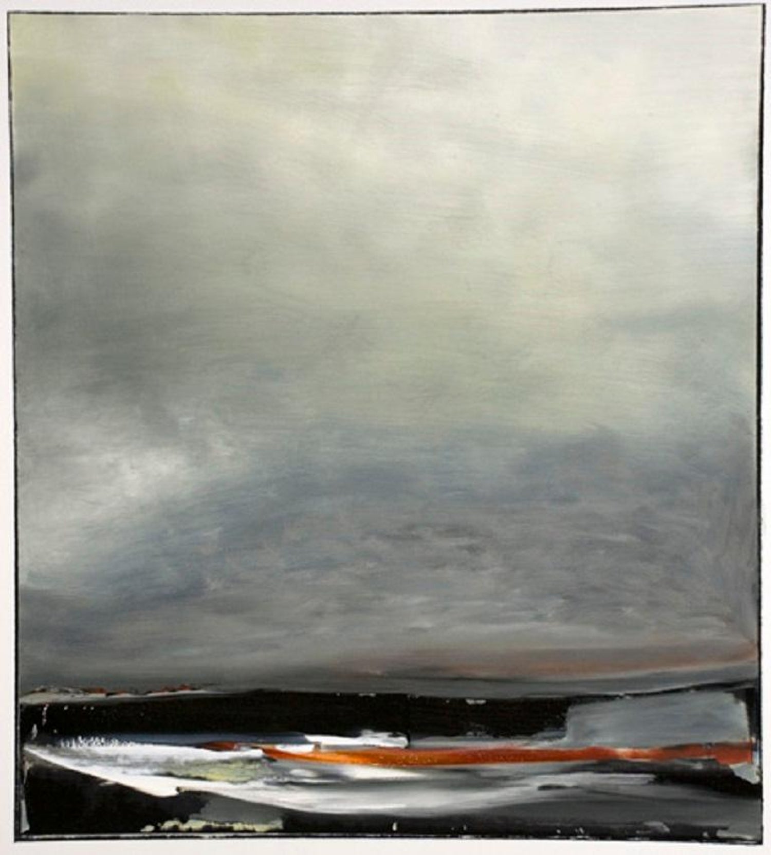 Sharon Gordon Shore Iii Stormy Abstract Landscape Oil On Board