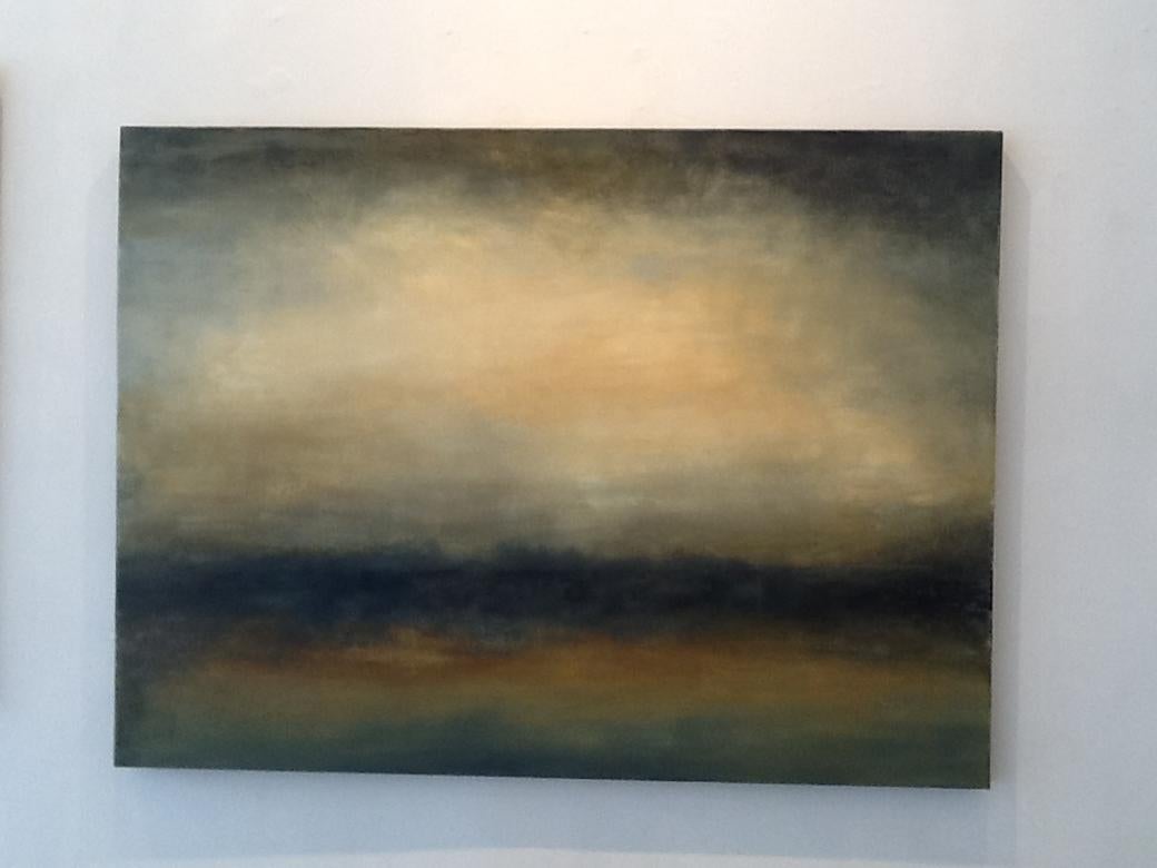 Transcend, Abstract Landscape, Hudson River School Yellow, Brown - Painting by Sharon Gordon