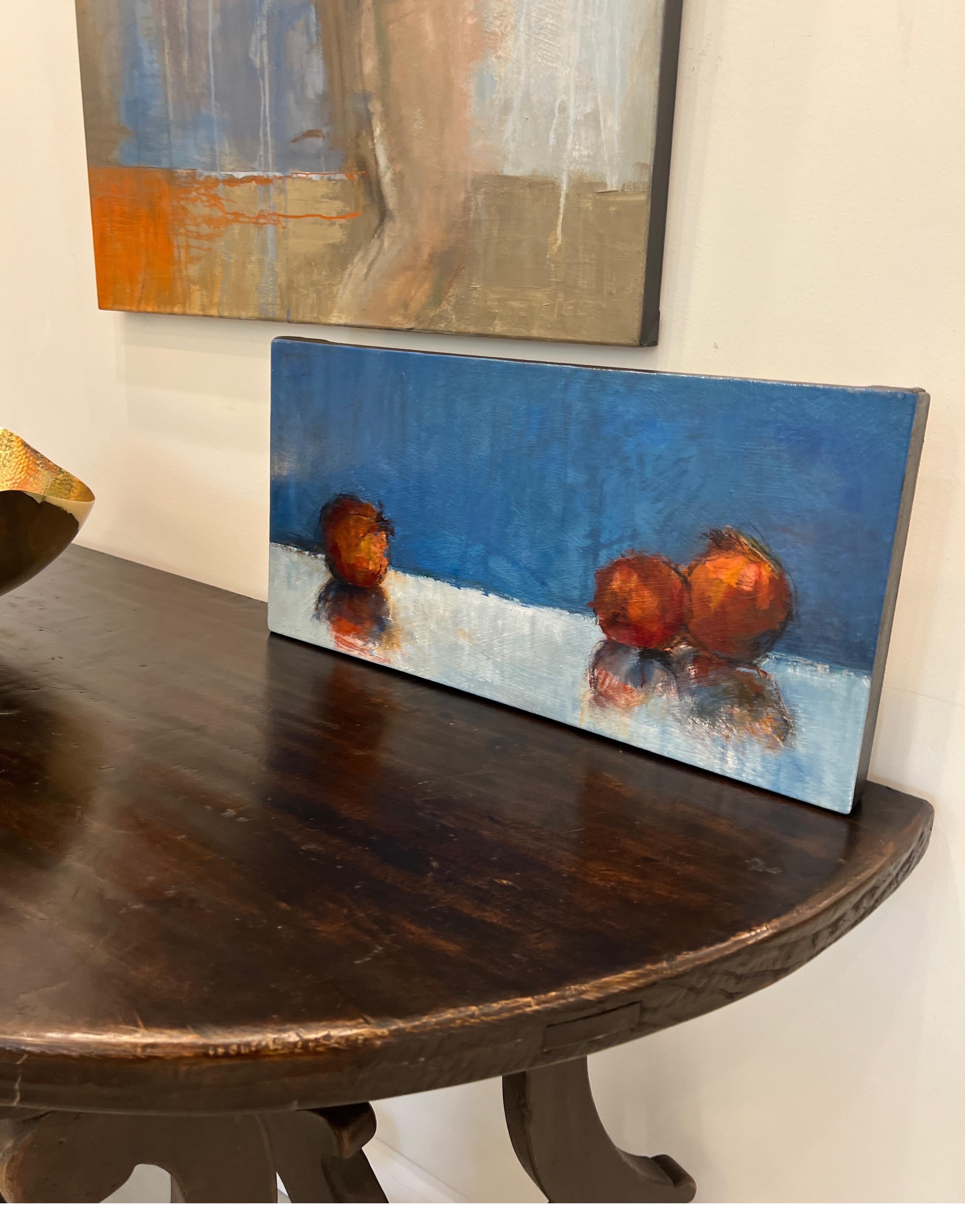 3 Poms by Sharon Hockfield, Contemporary Still Life Painting Oil on Canvas 5
