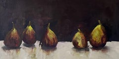 5 Figs by Sharon Hockfield, Oil on Canvas Horizontal Abstract Still Life