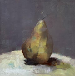 Bosc by Sharon Hockfield, Oil on Canvas Square Abstract Still Life Pear