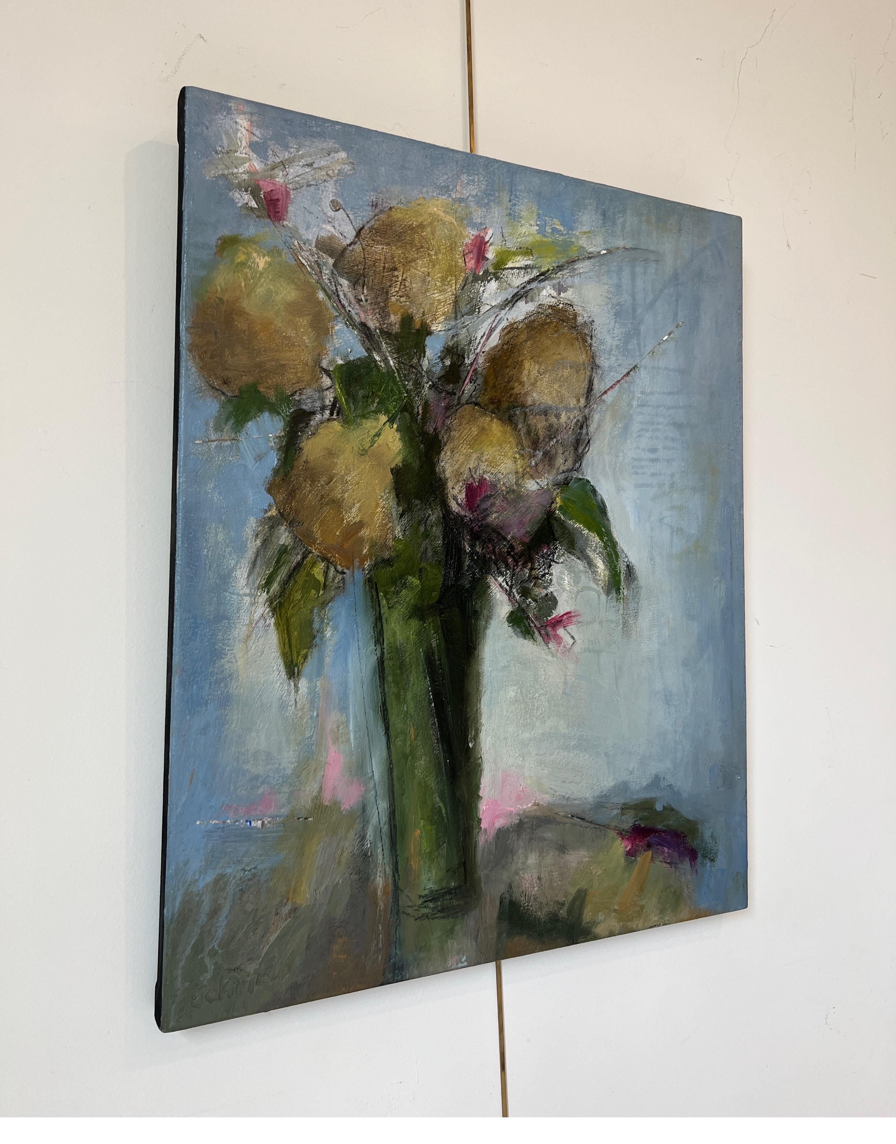 Dalya's Flowers by Sharon Hockfield, Contemporary Floral Painting Oil on Canvas 3