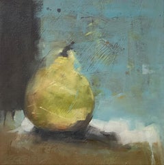 logo with two d
s facing each other D
Anjou by Sharon Hockfield, Oil on Canvas Square Abstract Still Life Pear