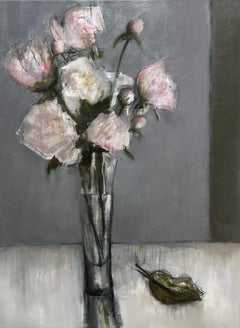 Meine Pfingstrosen von Sharon Hockfield, Öl auf Leinwand Contemporary Floral