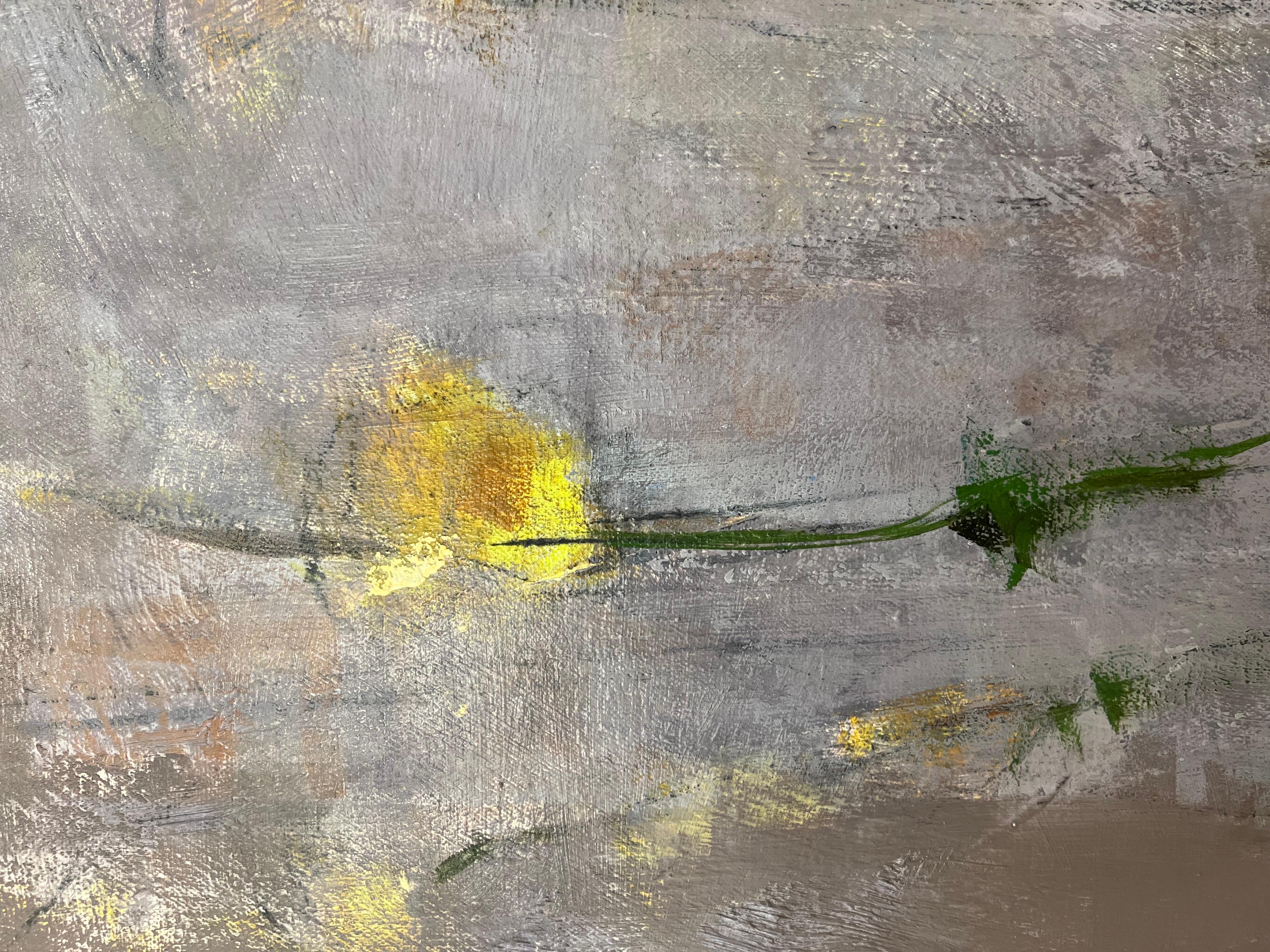Huile sur toile « Orchid III » de Sharon Hockfield, fleur abstraite contemporaine 6