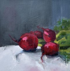 Radishes II by Sharon Hockfield, Oil on Canvas Contemporary square fruit