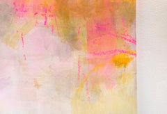 I Dream In Pink - bright, warm, textured, abstract, acrylic, charcoal, on canvas