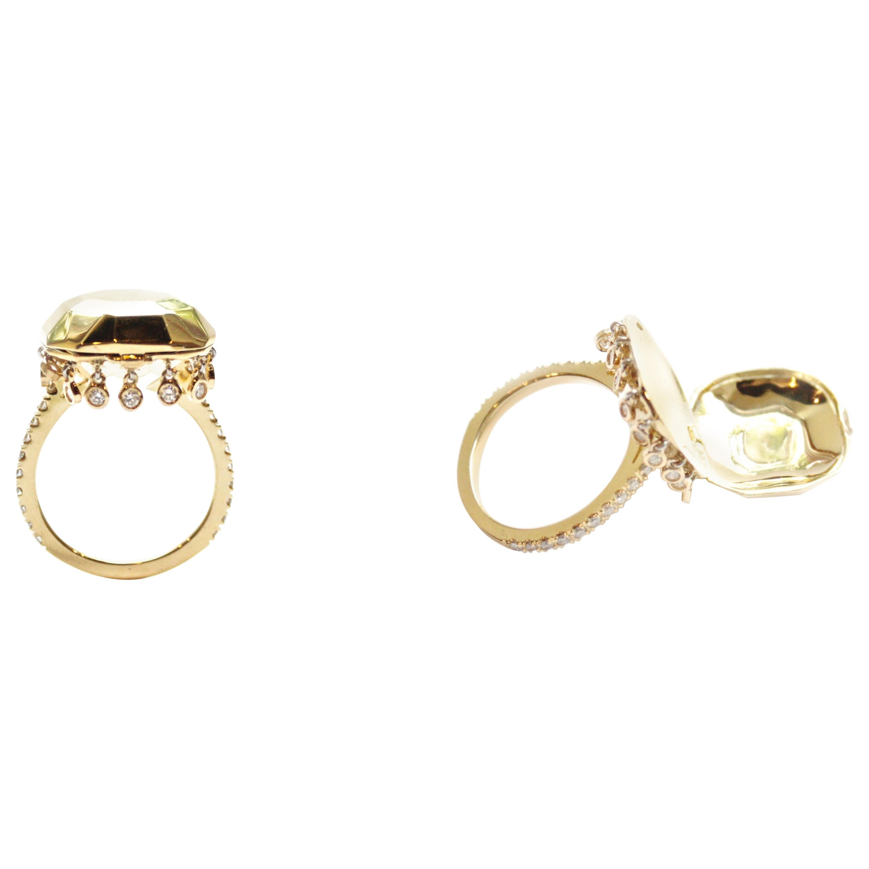 Sharon Khazzam 18 Karat Yellow Gold and White Diamond Shimmee Poison Ring For Sale