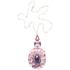 Sharon Khazzam Amethyst, Pink and Purple Sapphire, Spinel and Diamond Necklace Sharon Khazzam Amethyst, Pink and Purple Sapphire, Spinel and Diamond Necklace