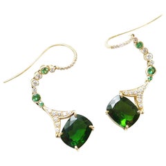 Sharon Khazzam Chrome Diopside, Tsavorite and White Diamond Lassa Eardrops