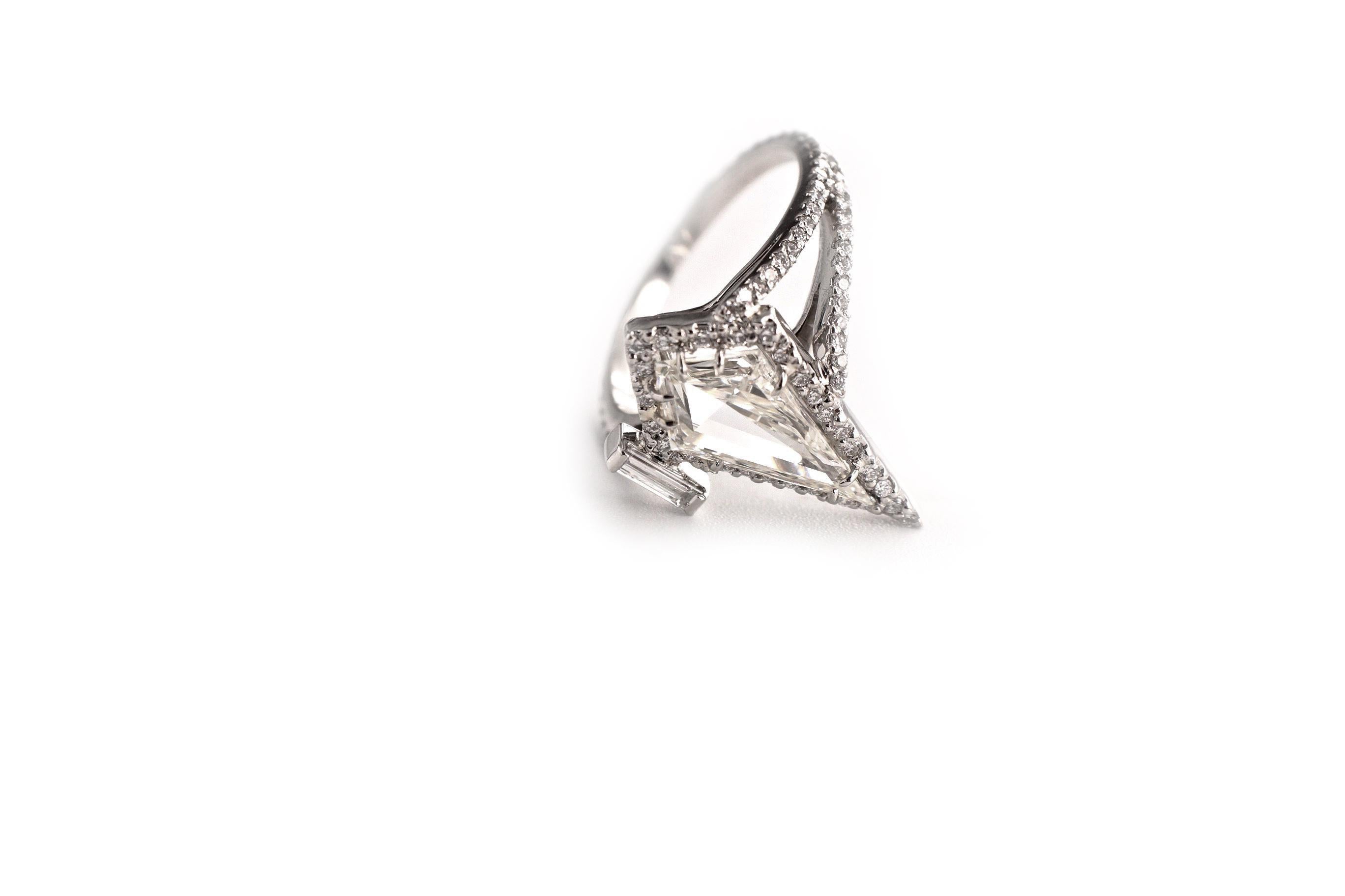 Women's Sharon Khazzam GIA Certified 1.60 Carat IVVS2 White Diamond and Platinum Ring For Sale