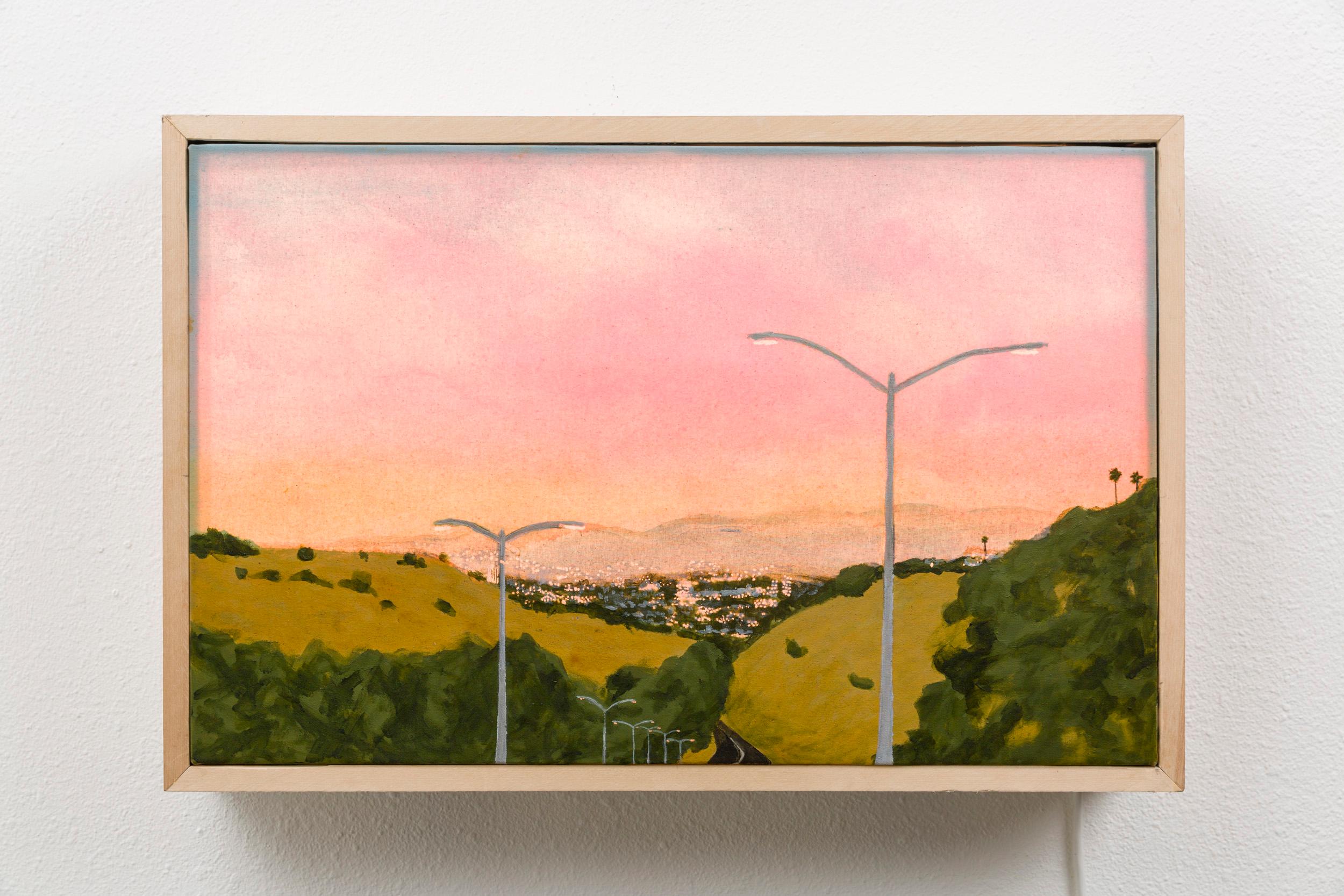 scénique : Mouchoir, coucher de soleil - Marron Landscape Painting par Sharon Levy