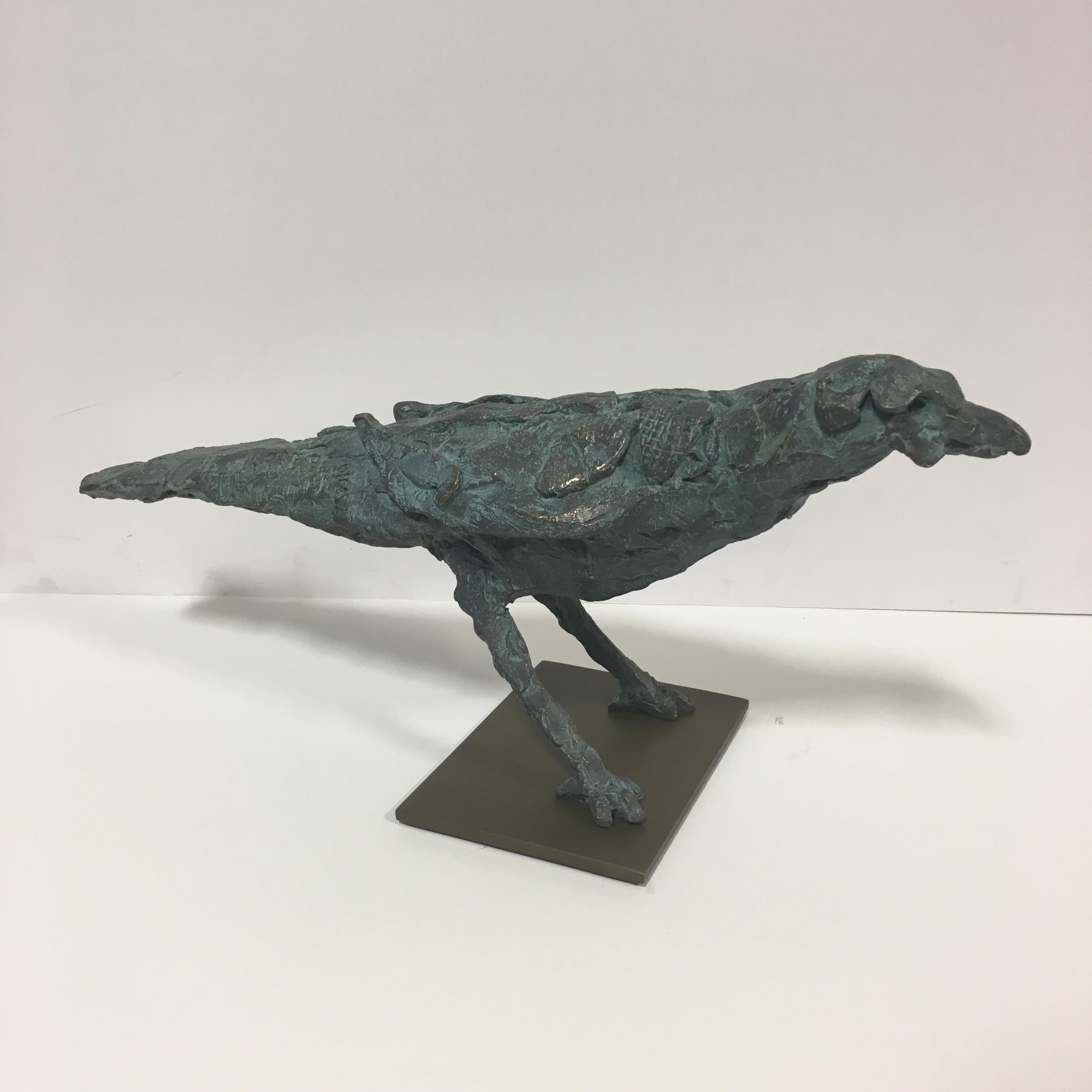 Sharon Loper Figurative Sculpture - upiter Blackbird (Blue Patina) 10/12