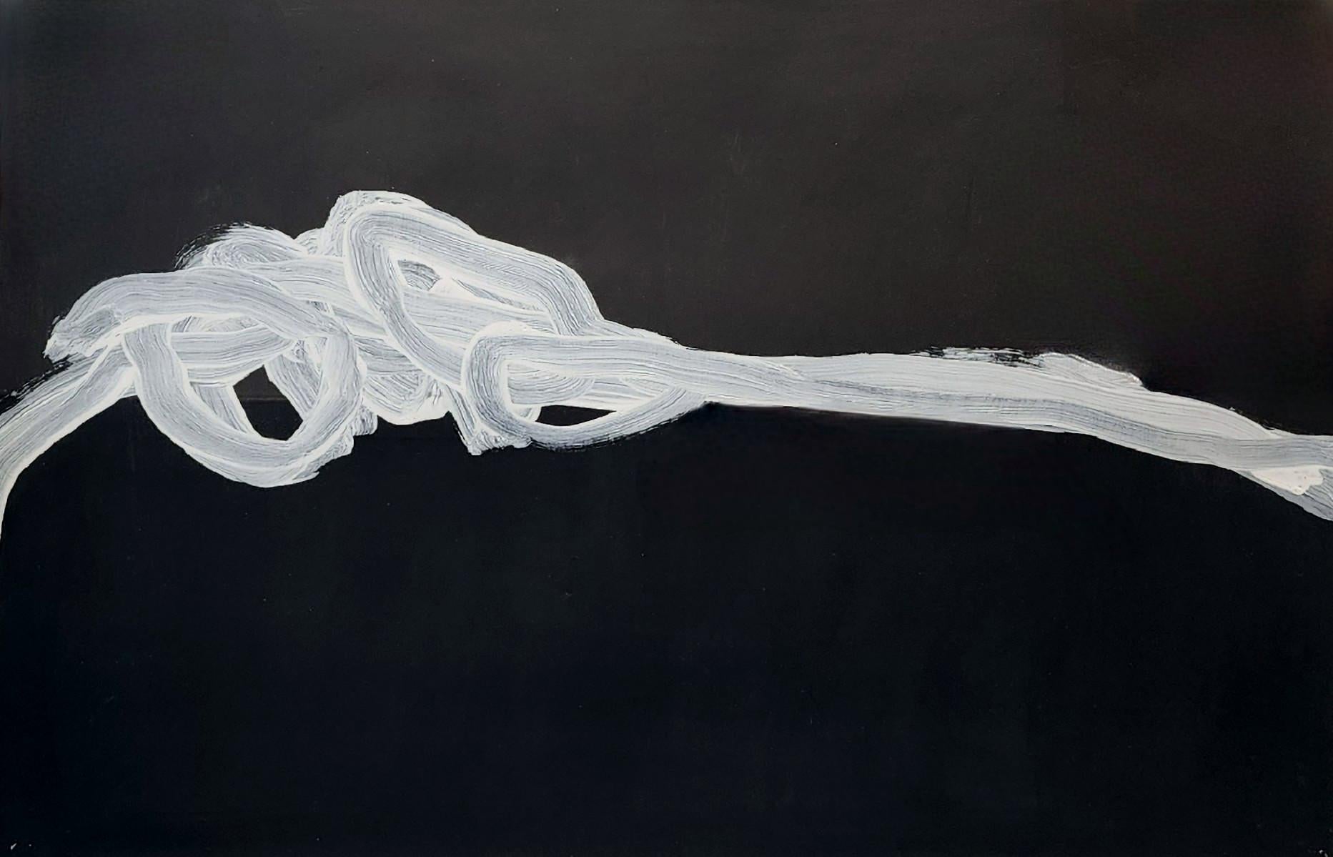 Sans titre (noir, blanc, abstraction gestuelle, abstrait, minimal) - Painting de Sharon Louden