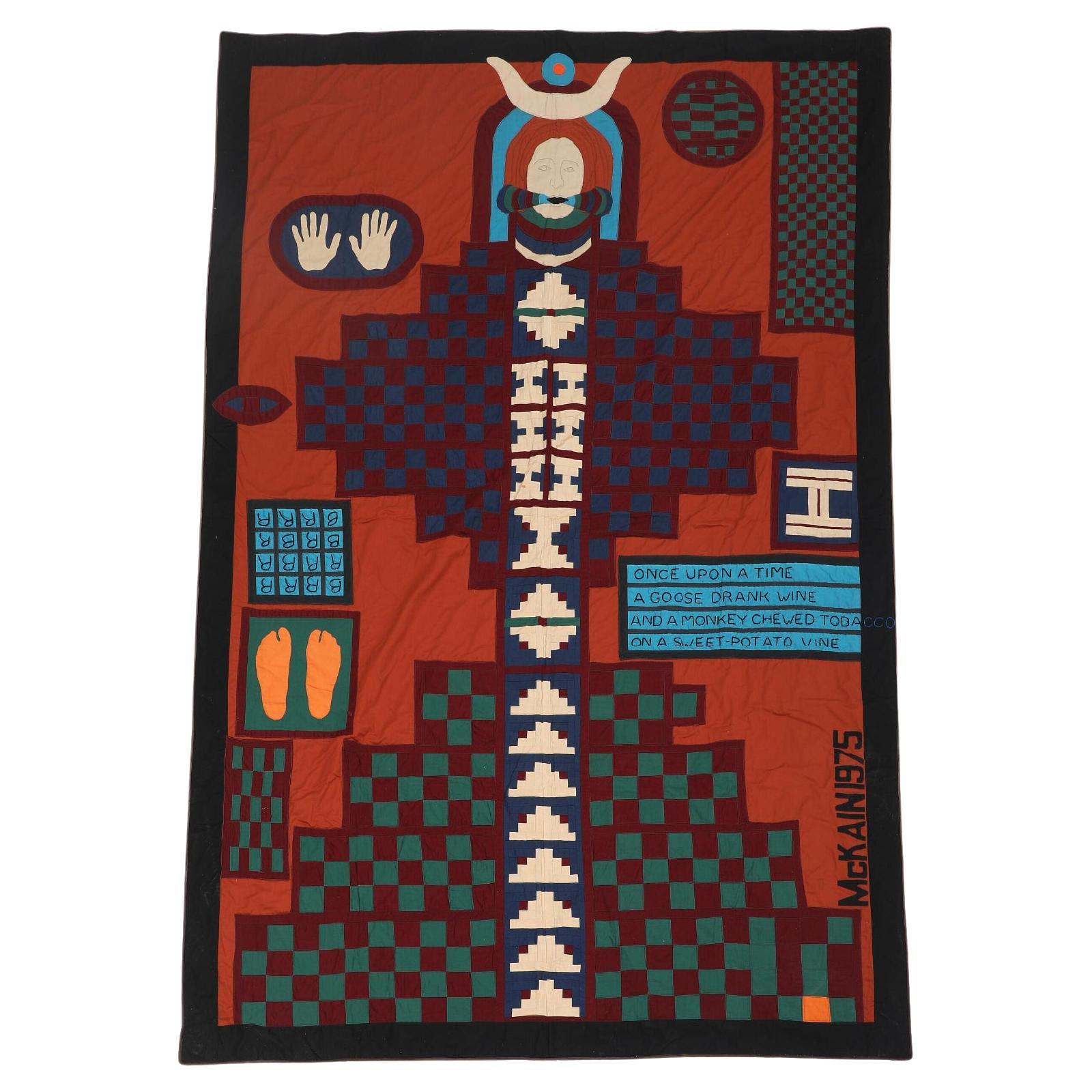 Sharon McKain Huge Quilted Patchwork Wall Tapestry, 1975 For Sale