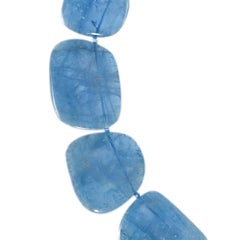 Sharon Meyer Couture 18 Karat Yellow Gold Aquamarine Slice and Diamond Necklace