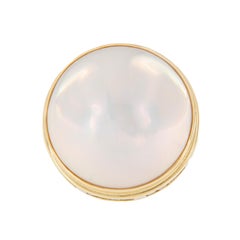 Sharon Meyer Couture 18 Karat Yellow Gold Epic Mabe' Pearl White Sapphire Ring