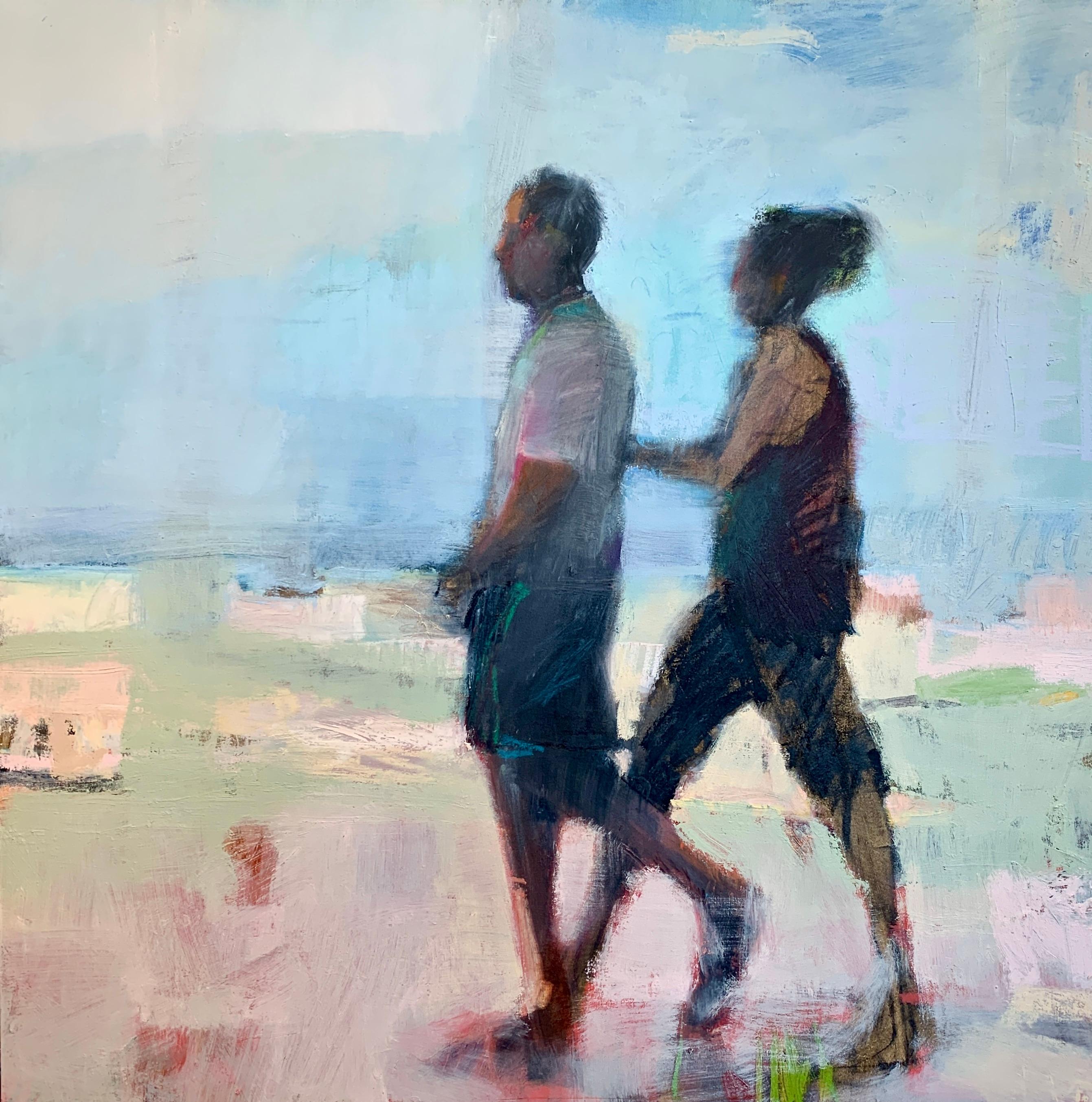 Sharon Paster Figurative Painting - Beach Walk