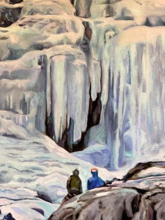 "Ice Climbers on Lincoln Falls-Alma, CO" - Ölgemälde auf Leinwand