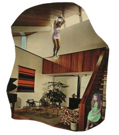 Deep End, contemporary feminist, surrealist collage on paper
