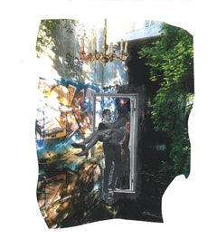 Threshold, contemporary feminist, surrealist collage on paper
