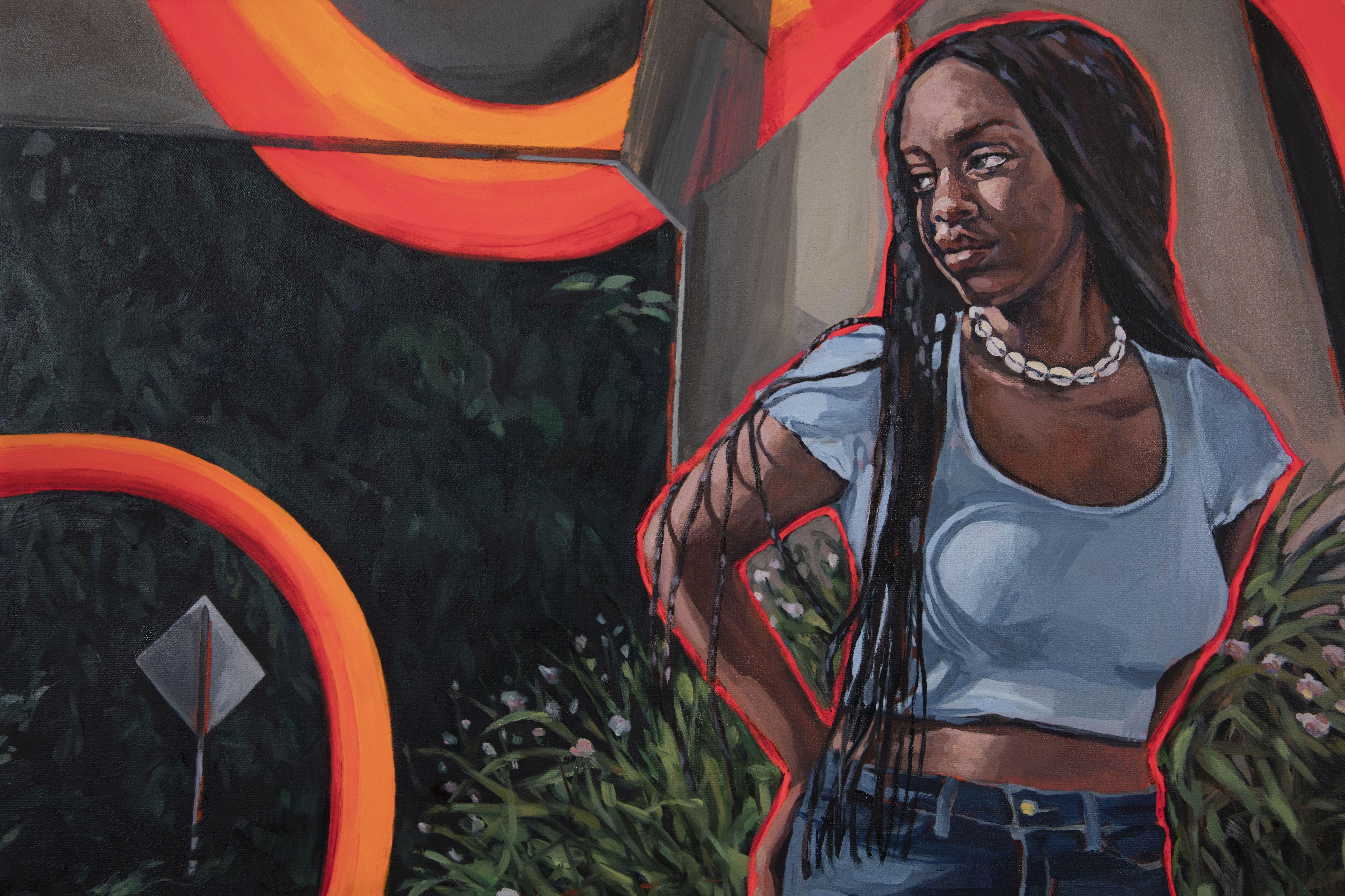 Aftershock - Black Figurative Painting by Sharon Shapiro