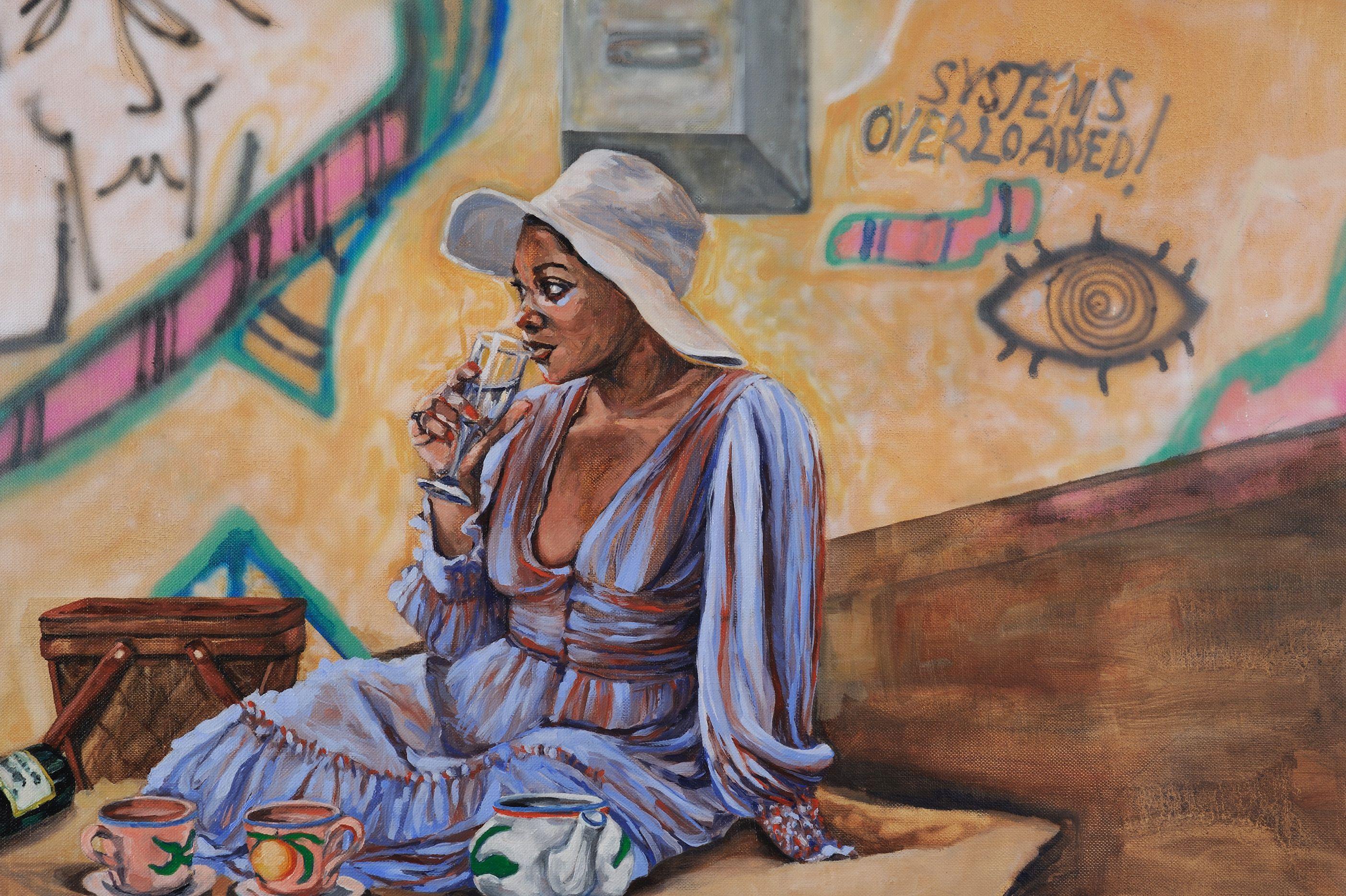 Cry Deeply - Brown Figurative Painting by Sharon Shapiro