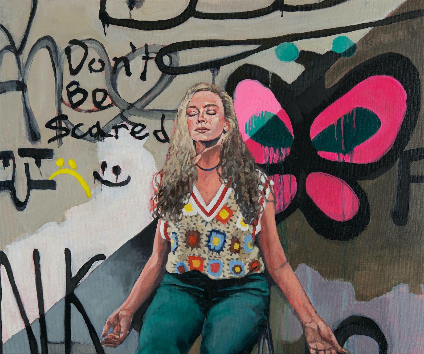 Sharon Shapiro Figurative Painting - Don't Be Scared
