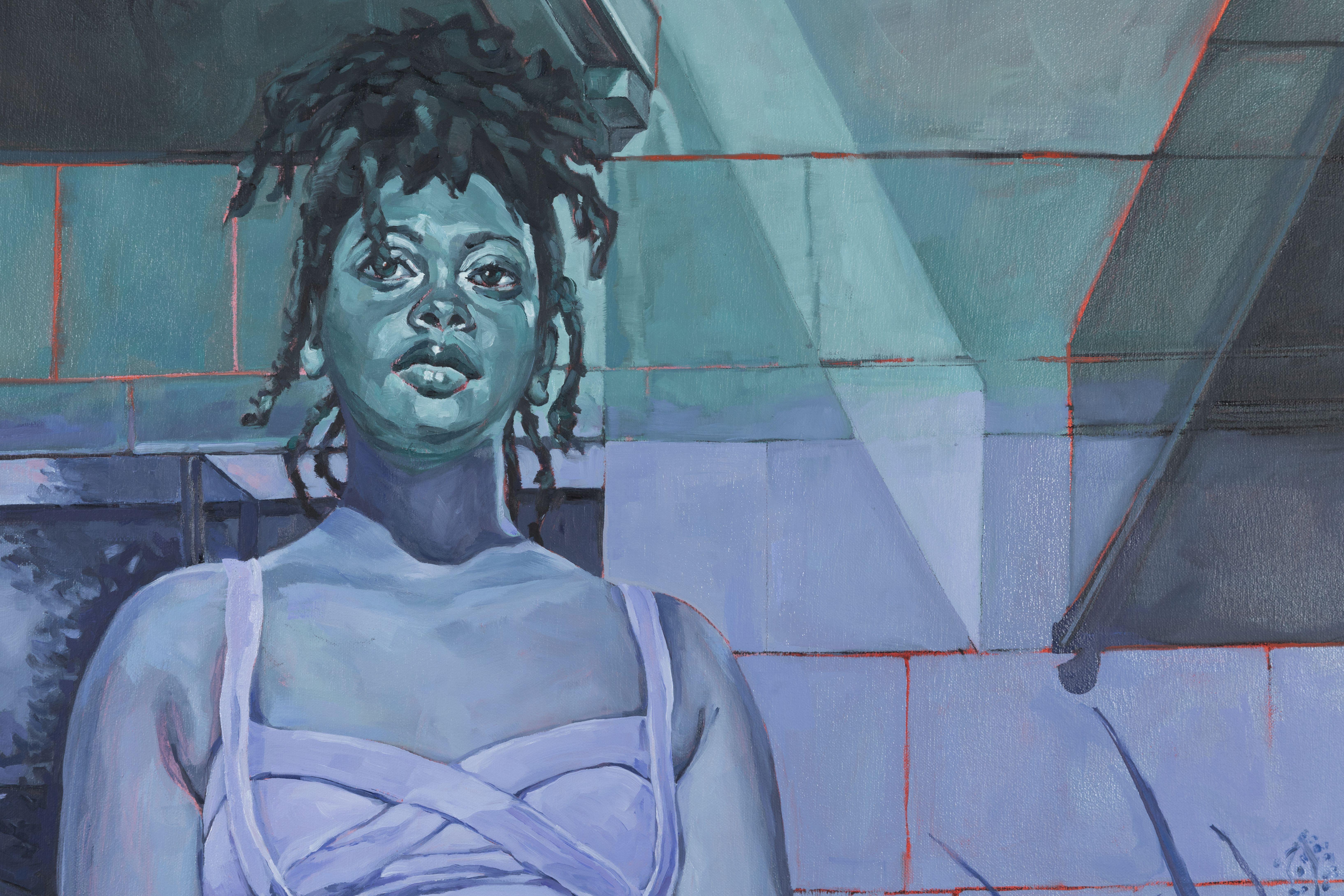 Six Points of Contact - Brown Figurative Painting by Sharon Shapiro