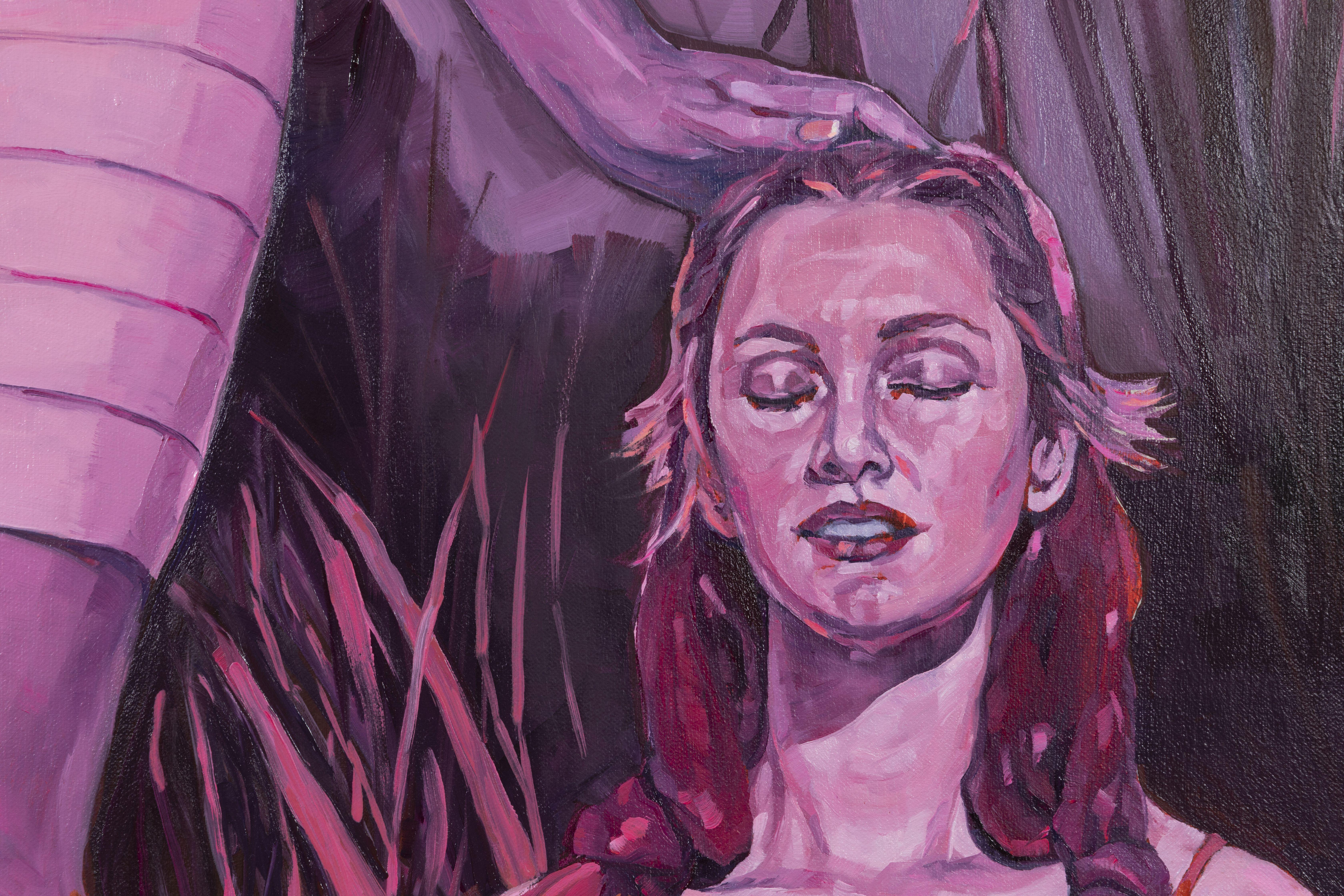 Sharon Shapiro says of her work…

My art practice explores the tensions within contemporary female experience—the contrast between society’s expectations and the vibrant, often turbulent, inner self. I capture the longing and tension often beneath