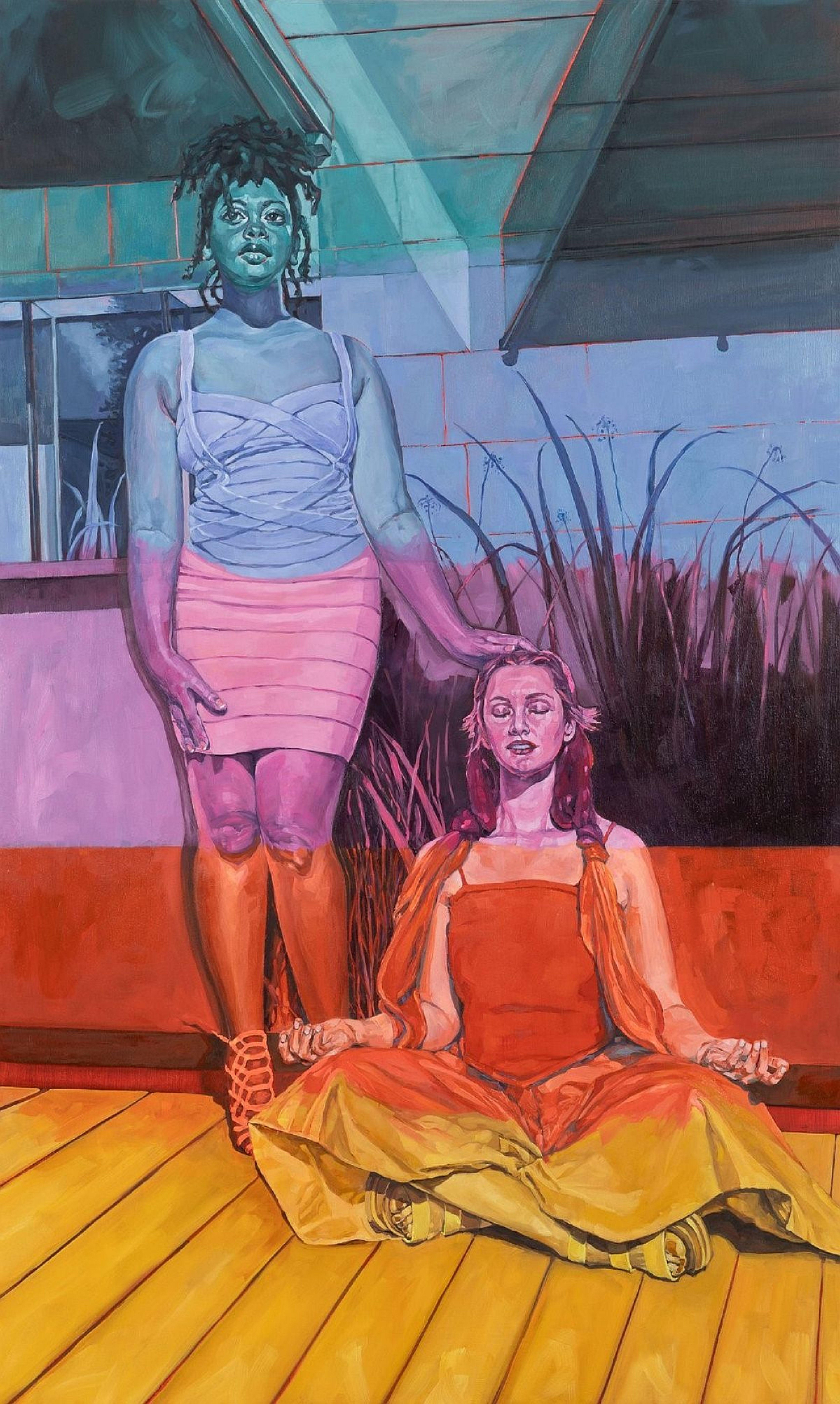 Sharon Shapiro Figurative Painting - Six Points of Contact