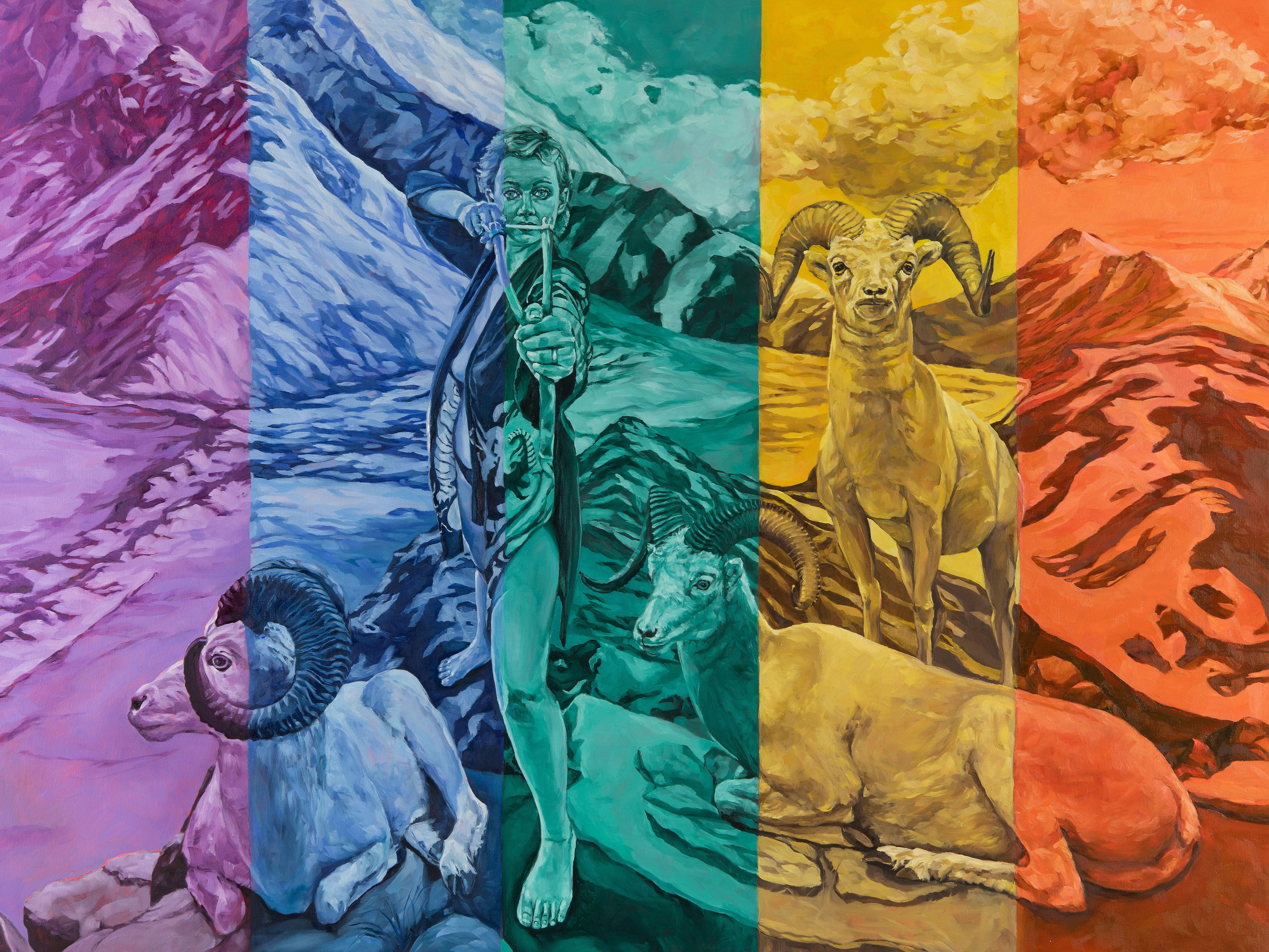 Sharon Shapiro Figurative Painting – Schleuder Chakren