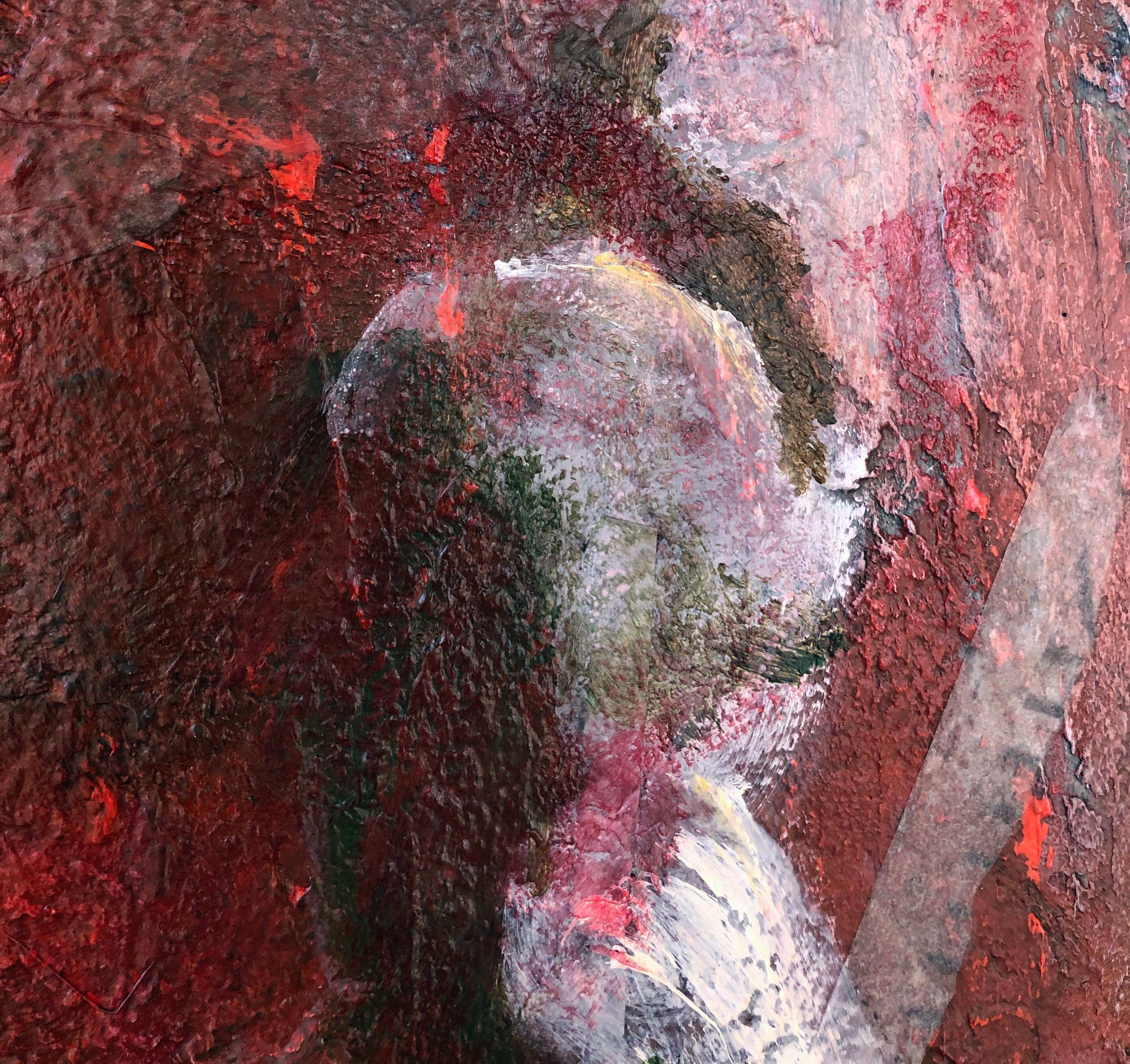<p>Artist Comments<br />Two figures pose in a crimson space. There is an underlying tension in this expressionist portrait, and artist Sharon Sieben says 