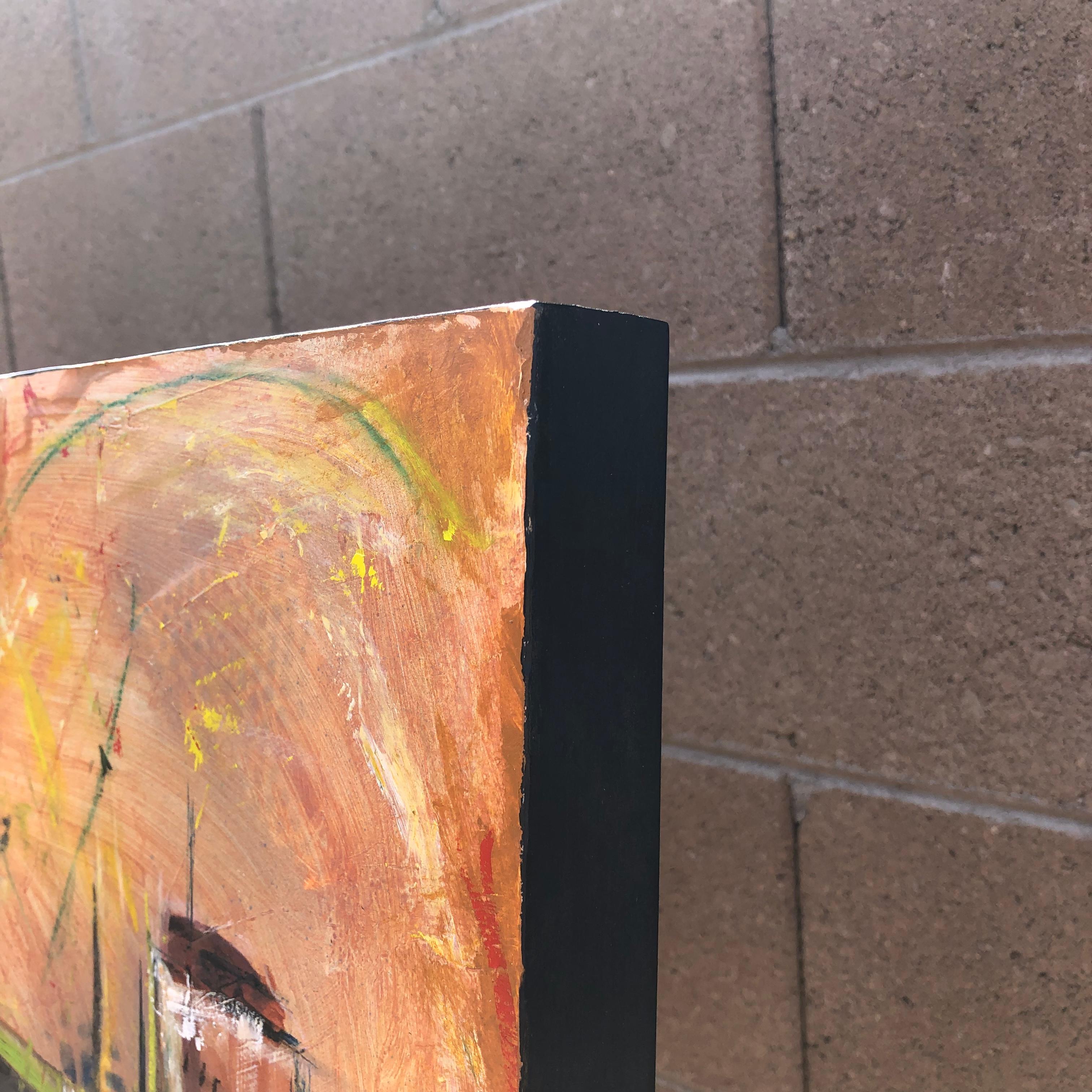 DownTown, Original Painting - Orange Interior Painting by Sharon Sieben
