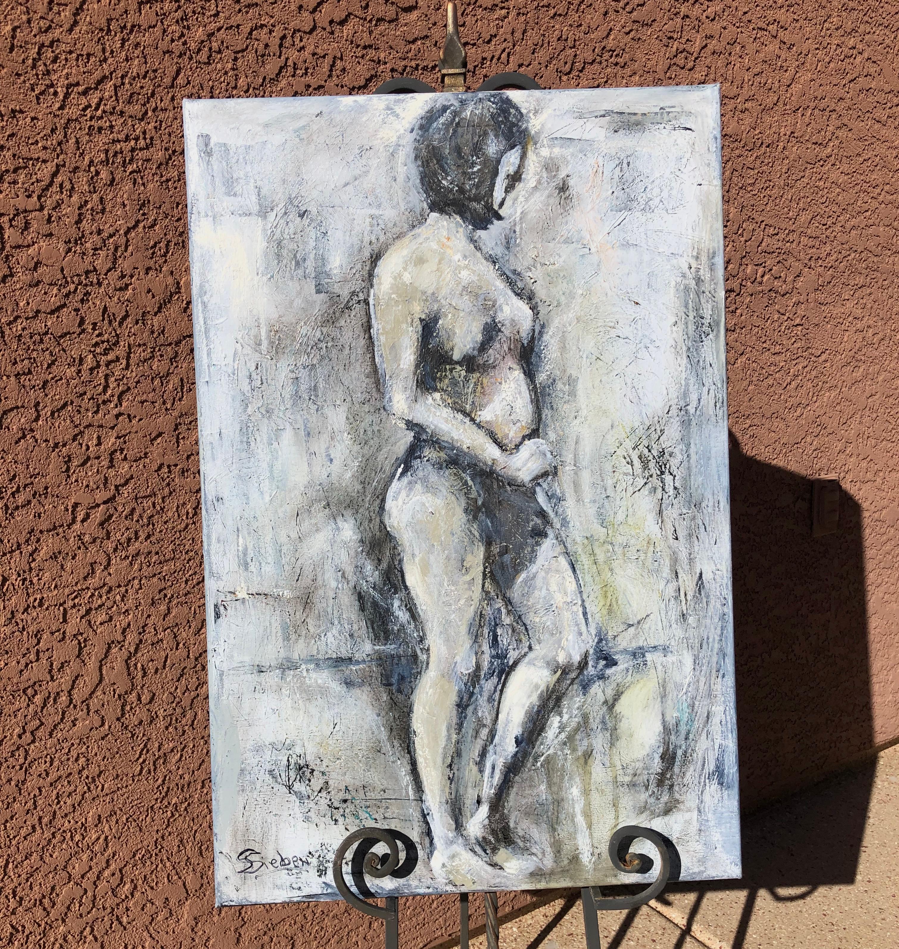 <p>Artist Comments<br>Artist Sharon Sieben paints a nude woman in the style of primitivism. The bold gestural strokes evoke raw and expressive emotions. 