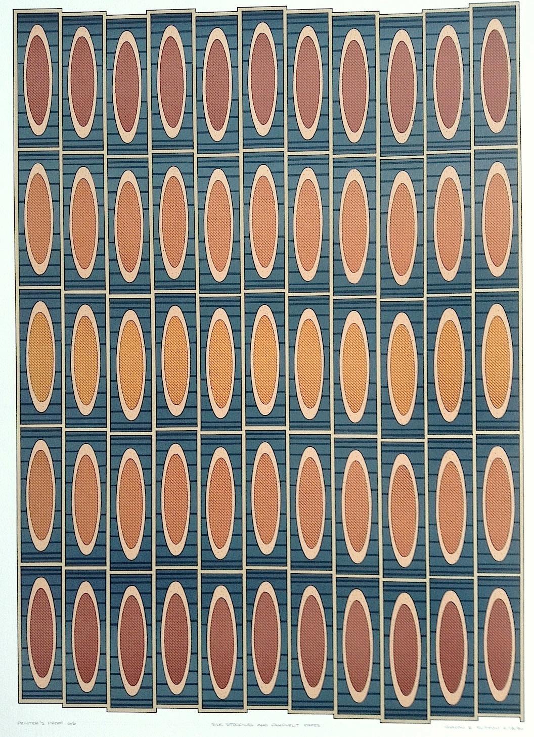 SILK STOCKINGS, CANDLELIT CAFES Signierte Lithographie, Geometrisches abstraktes Muster  – Print von Sharon Sutton