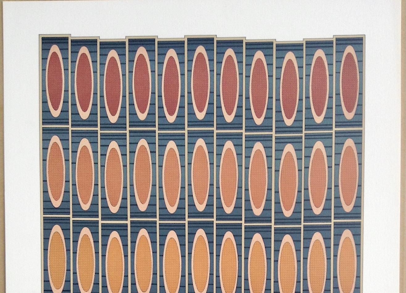 SILK STOCKINGS, CANDLELIT CAFES Signed Lithograph, Geometric Abstract Pattern For Sale 2
