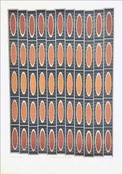 Vintage Silk Stockings Candlelit Cafes, Signed Lithograph, Geometric Abstract Pattern