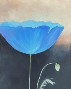 Blue Himalayan Poppy, Painting, Acrylic on Canvas