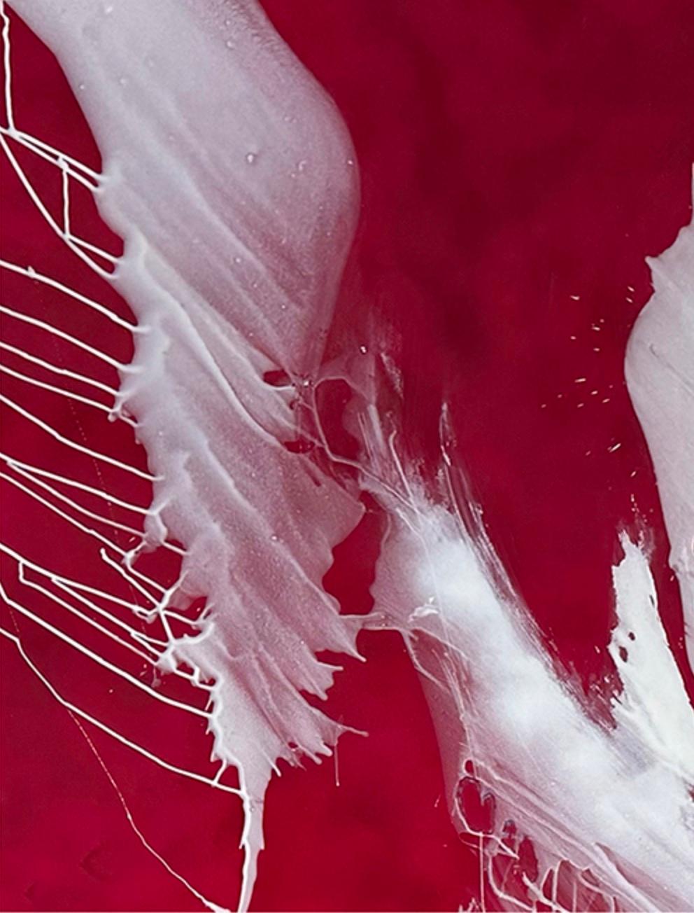 Wings of Desire - Red Abstract Painting by Sharon Weiner