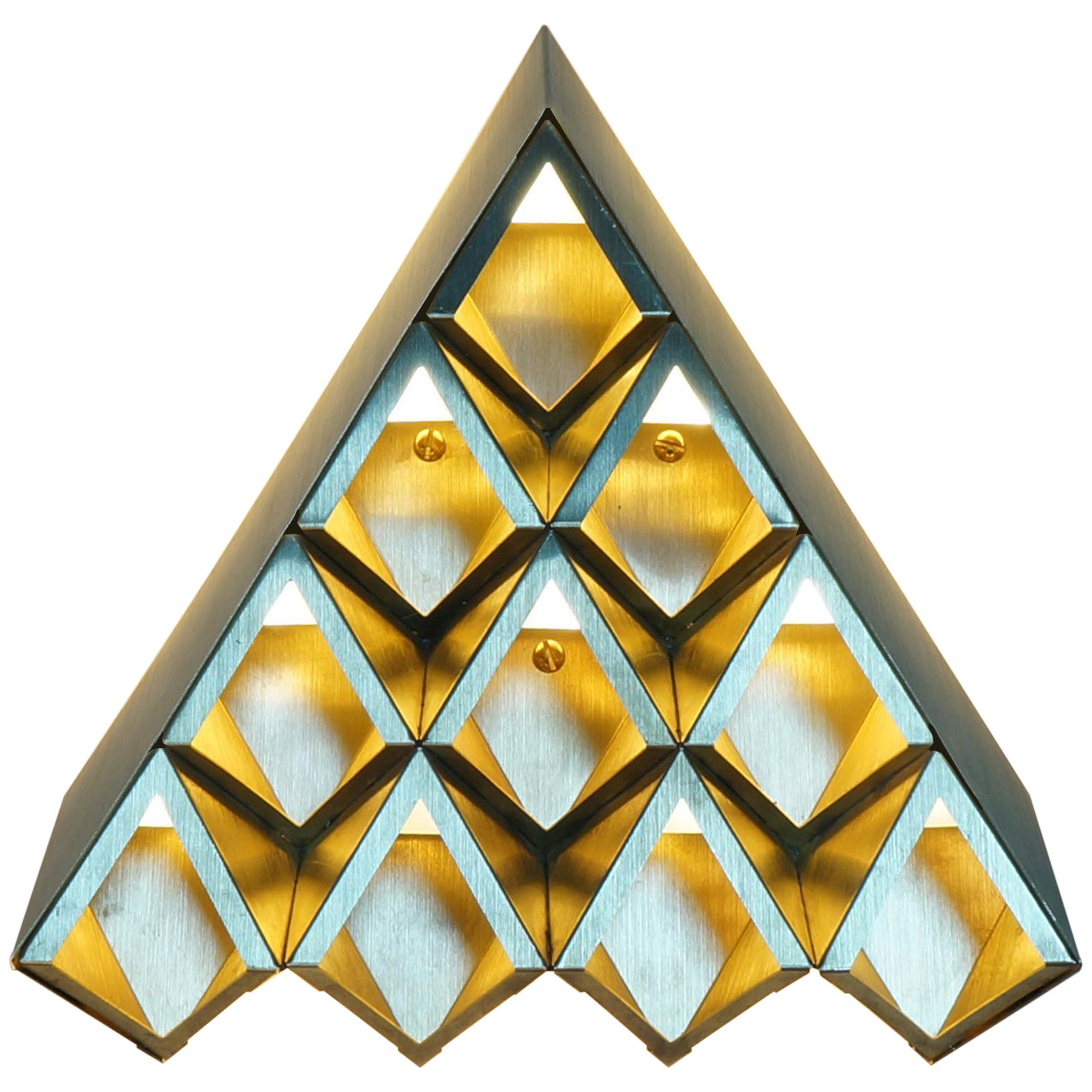 Sharp Diamond Light Brass Sconce in Triangle and Customizable Configurations For Sale