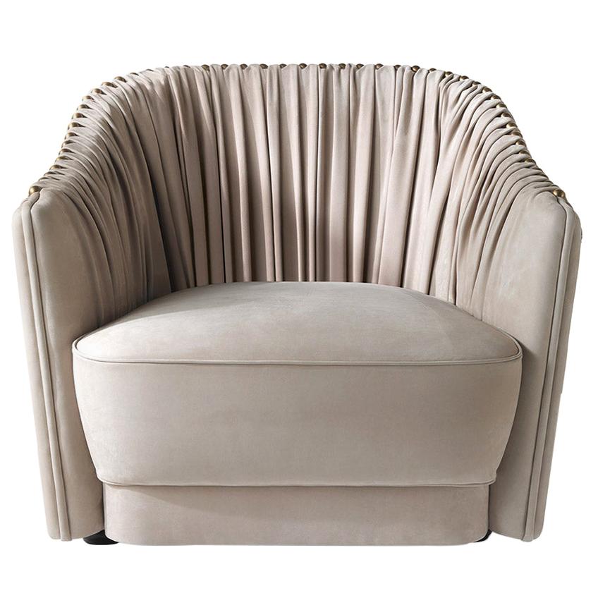 21st Century Sharpei Armchair in Beige Leather by Roberto Cavalli Home Interiors For Sale