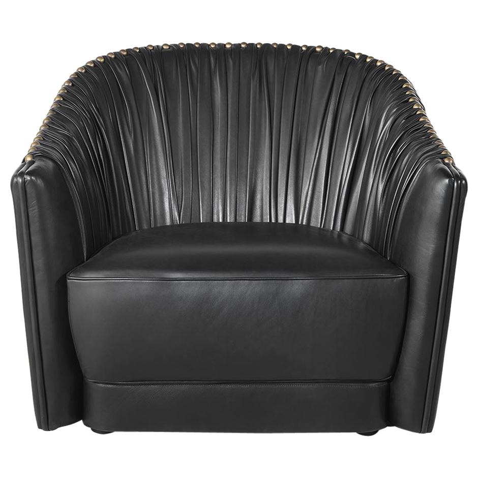 21st Century Sharpei Armchair in Black Leather by Roberto Cavalli Home Interiors