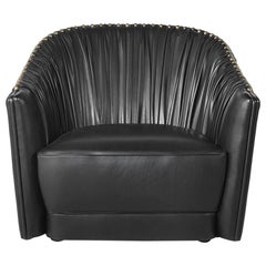 Fauteuil Sharpei du 21e siècle en cuir noir par Roberto Cavalli Home Interiors