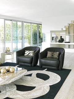 21st Century Sharpei Armchair in Black Leather by Roberto Cavalli Home Interiors